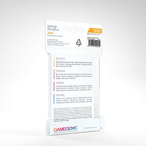 GAMEGEN!C- Matte Tarot-Sized Sleeves 73x122mm (50), Color Clear (GGS10056ML)
