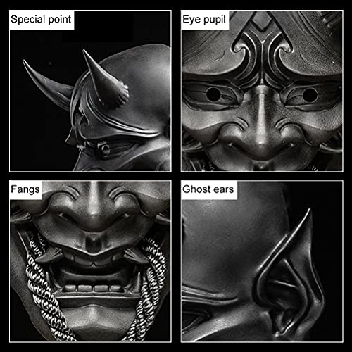 Gazaar Máscara de terror de Halloween, máscara de asesino de guerrero samurai japonés, máscara de disfraz de Halloween, máscara de cara completa para Halloween, suministros de decoración de carnaval