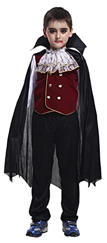 GEMVIE Disfraz de vampiro para niños，Cosplay vampire kids costume gótico traje para Halloween Carnaval parte infantil 4-12 años (10-12 años)