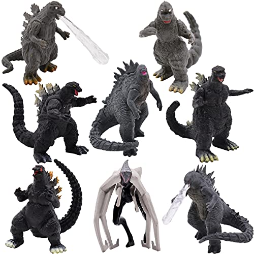 Godzilla Cake Topper,8 Piezas King of Monsters Godzilla Monsters Figuras, 5cm Cumpleaños Dinosaurio Modelo Set,Baby Shower Fiesta de cumpleaños Pastel Decoración Suministros