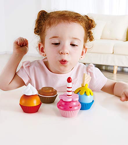 Hape- Cupcakes de madera, Color carbón (E3157) , color/modelo surtido