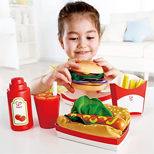 Hape- Set de fast food, Color carbón (E3160) , color/modelo surtido