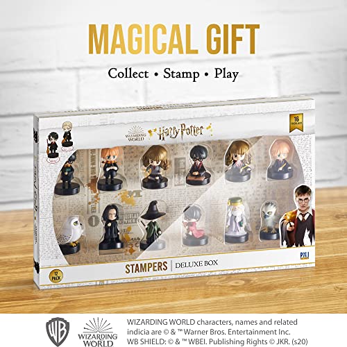 Harry Potter Stamps | Harry Potter Gifts in 1 Deluxe Box | Collect All 16 Harry Potter Toys | Harry Potter Accessories w/ The Most Beloved Characters | Mini Toys for a Harry Potter Party | by P.M.I.