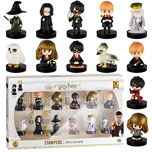 Harry Potter Stamps | Harry Potter Gifts in 1 Deluxe Box | Collect All 16 Harry Potter Toys | Harry Potter Accessories w/ The Most Beloved Characters | Mini Toys for a Harry Potter Party | by P.M.I.