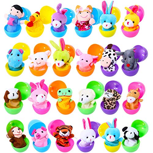 Harxin Pascua Cumpleaños Partido Sorpresa Juguete, 24 Piezas de Marionetas de Mano Set Marionetas de Animales Juguetes Muñecas Lindas para niños, Espectáculos, Juegos, Escuelas (Huevos Pascua)