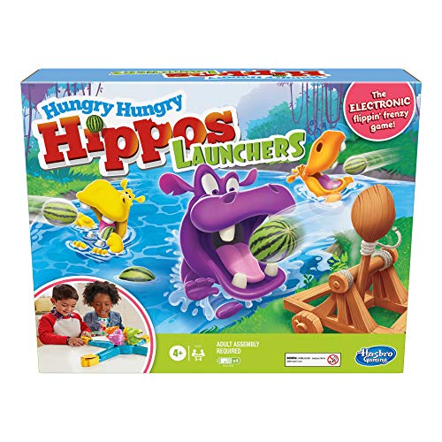 Hasbro Gaming Hungry Hippos Launchers niños de 4 años en adelante, Juego electrónico Preescolar para 2-4 Jugadores (E9707802)