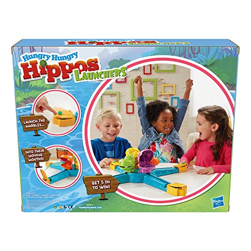 Hasbro Gaming Hungry Hippos Launchers niños de 4 años en adelante, Juego electrónico Preescolar para 2-4 Jugadores (E9707802)