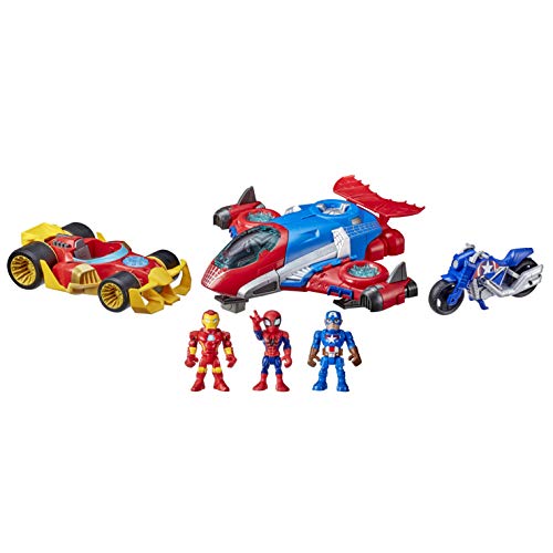 Hasbro Marvel Super Hero Adventure - Set múltiple de Figuras y vehículos 3 Figuras y 3 vehículos (F1206FF2)
