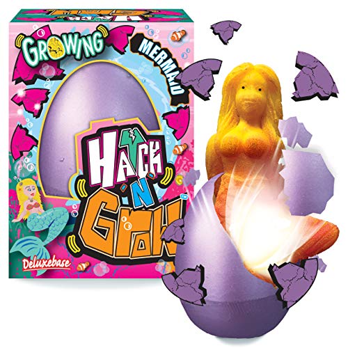 Hatch 'N' Grow Huevo Sorpresa - Sirena de Deluxebase. Huevo Grande para incubar de 11 cm con un Juguete de fantasía. Al colocarlo en el Agua aparecerá un Juguete mágico, es Ideal para niños y niñas