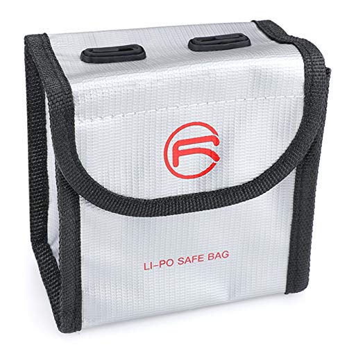Hensych Bolsa de batería marcable a prueba de explosiones LiPo Safe Bag Storage Funda protectora ignífuga para D-J-I FPV Combo/Mavic Air 2/Air 2S Drone Accesorios [Sin batería] (para 2 baterías)