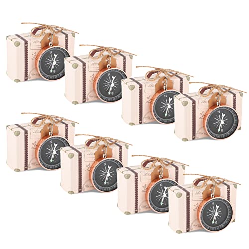 HERCHR 20 Paquetes de Cajas de Caramelo de la brújula de la Boda, los Adultos de la Fiesta temática de Viajes Decoraciones Mini Maleta de Favor de la Caja de Caramelos de Embalaje