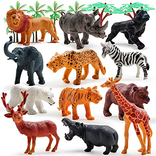 HERSITY 18 Piezas Juguetes Figuras Animales Salvajes del Bosque Educativo Juguete Regalos Fiesta para Niños Niñas
