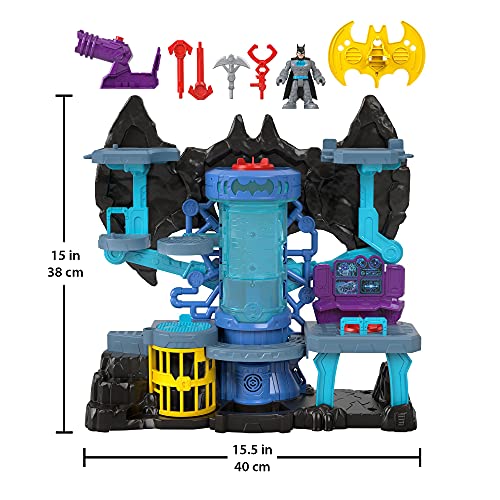 Imaginext DC Batcueva Bat Tech Casa de juguete con luces y sonidos para figuras, incluye 1 muñeco de Batman (Mattel GYV24)