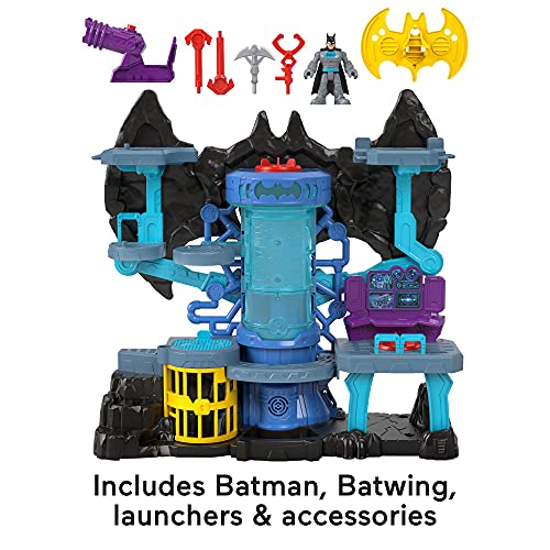 Imaginext DC Batcueva Bat Tech Casa de juguete con luces y sonidos para figuras, incluye 1 muñeco de Batman (Mattel GYV24)