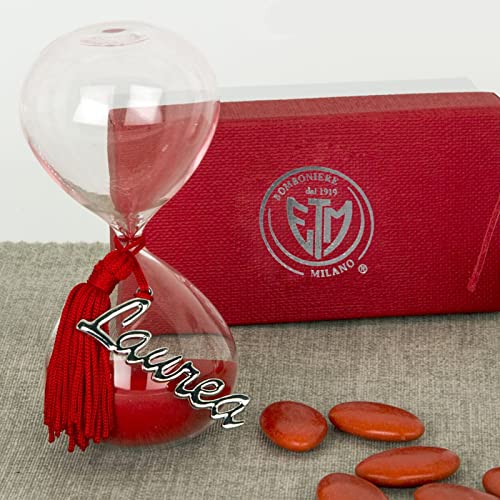 Ingrosso e Risparmio Reloj de arena de cristal con arena roja y colgante de graduación de metal con borla, con caja de regalo incluida, obsequio de graduación