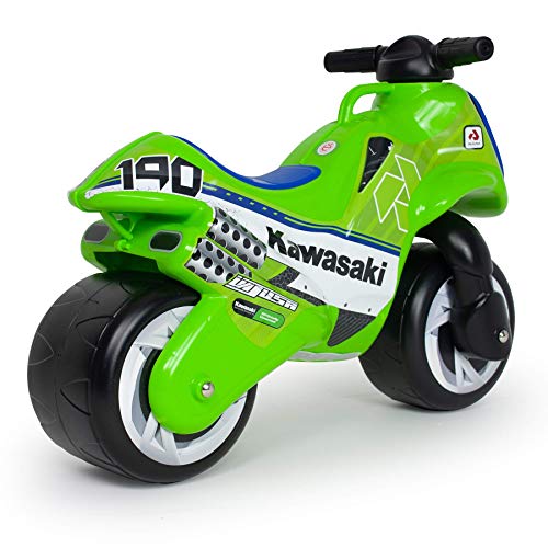 INJUSA - Moto Correpasillos Neox Kawasaki Verde con Ruedas Anchas y Asa de Transporte Recomendada a Niños +18 Meses