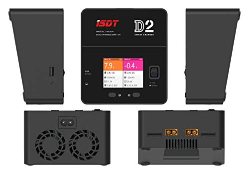 ISDT D2 Mark 2 - Fuente de alimentación para batería de polímero de litio (200 W, 12 A, AC DC, Dual para modelos de RC 1-6S, Li-ion Life, NiCd, NiMH, LiHV PB)