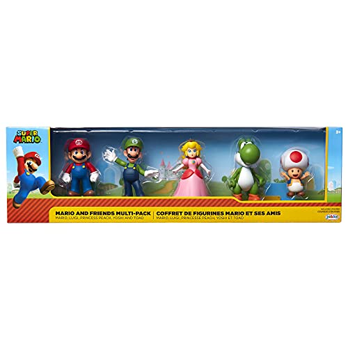 Jakks Super Mario Mario, Luigi, Princesa Melocotón, Yoshi & Kröte Exclusivo minifigura de 5 unidades