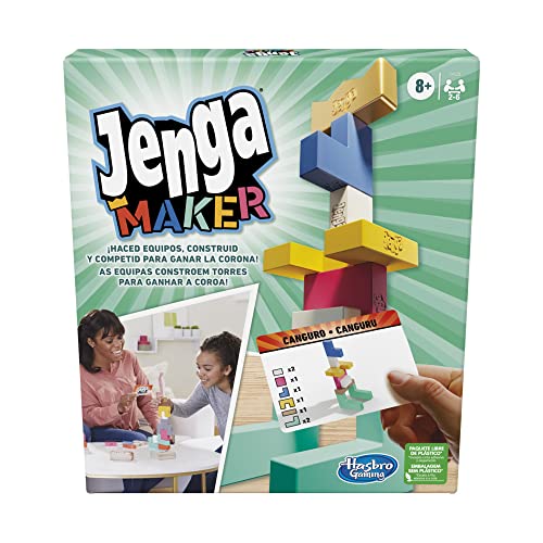Jenga Maker - Juego de apilar Bloques de Madera para 2 a 6 Jugadores - Juego en Equipos - Edad: a Partir de 8 años