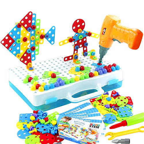 jerryvon Juguetes Niños Puzzle 3D Mosaicos con Rejilla para Niños Juguete de Construcción Herramientas Juegos Creativos y Manualidades Niños Halloween Navidad Regalos para Niños 3 4 5 6 Años