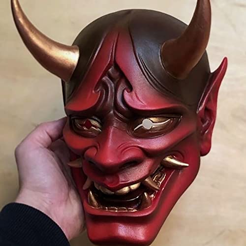 JIJK Máscara japonesa de Samurai Oni, máscara de asesino de látex, cubierta de cara de demonio, máscara de fantasma, disfraz de Halloween, accesorios de cosplay
