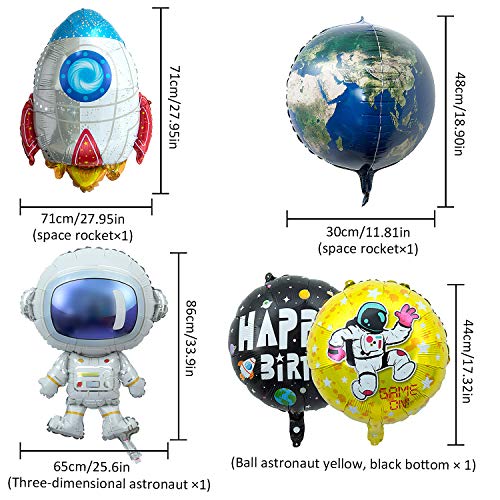 Joeyer Decoraciones Cumpleaños, 54 PCS Astronauta Tema Espacial Globos Pancarta de Cumpleaños Cortina de Flecos Cohete Globo Decoraciones para Fiestas de Cumpleaños