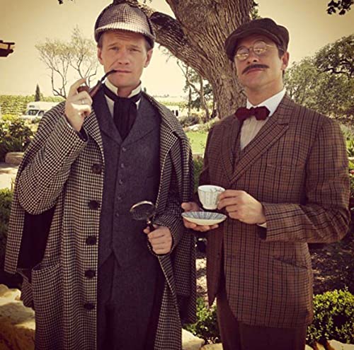 JORAKI Accesorios Hombre los Años 20 Sherlock Holmes Victorian Detective Disguise Cosplay Kit con Sombrero Lupa Liguero Pajarita Barba Cejas Gafas para Carnaval Mascarada Evento Fiesta