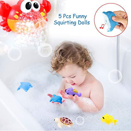 Joy joz Juguetes De Baño Cangrejo Bubble Toys Bath Squirters Toys Stacking Cups Bubble Machine con música para niños pequeños
