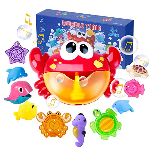 Joy joz Juguetes De Baño Cangrejo Bubble Toys Bath Squirters Toys Stacking Cups Bubble Machine con música para niños pequeños
