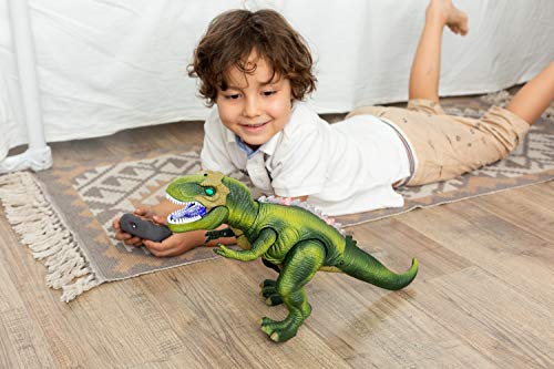 JOYIN Dinosaurio de Control Remoto Electric Mando a Distancia T-Rex Dinosaurio con luz y Rugido Realista Juguetes Niños 3 4 5 años