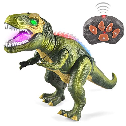 JOYIN Dinosaurio de Control Remoto Electric Mando a Distancia T-Rex Dinosaurio con luz y Rugido Realista Juguetes Niños 3 4 5 años