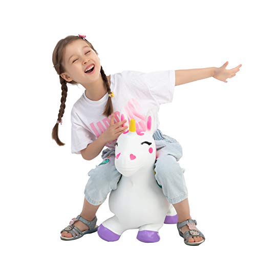 JOYIN Unicorn Bouncy Horse Kids Ride On Toy, Hopper Bouncy Unicornio, Hopping Animal Toy for Kids Toddlers Boys Girls Indoor Outdoor Bouncing Horse Riding Activities