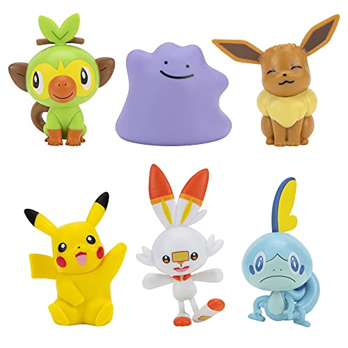 Juego de 6 Figuras de Pokémon – 5 – 8 cm Figuras Pokémon Evoli, Pikachu y más – Última Ola 2021 – Licencia Oficial Pokémon