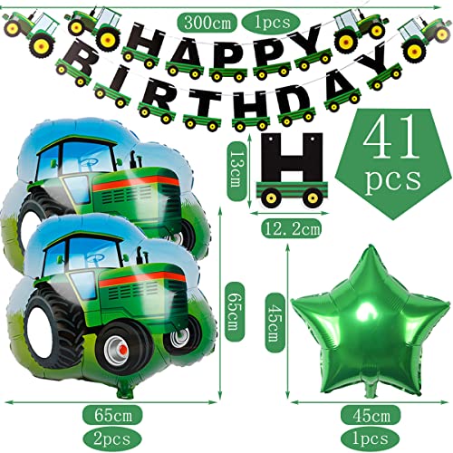 Juego de decoración de cumpleaños XXL con tractor, decoración de cumpleaños infantil, 2º cumpleaños, niño, tractor, globos para 2º 3º cumpleaños