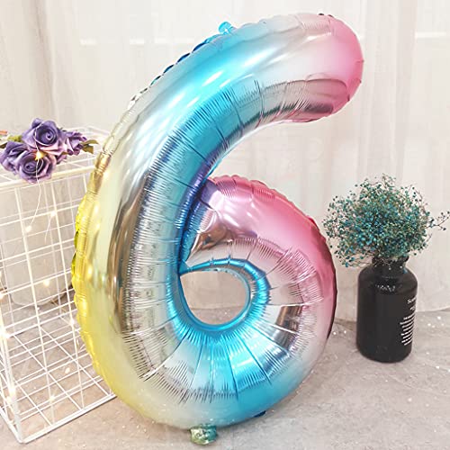 Juego de globos de sirena, para niñas, 6 años, multicolor, decoración de cumpleaños infantil, concha de sirena, globo de 6 años, decoración de cumpleaños