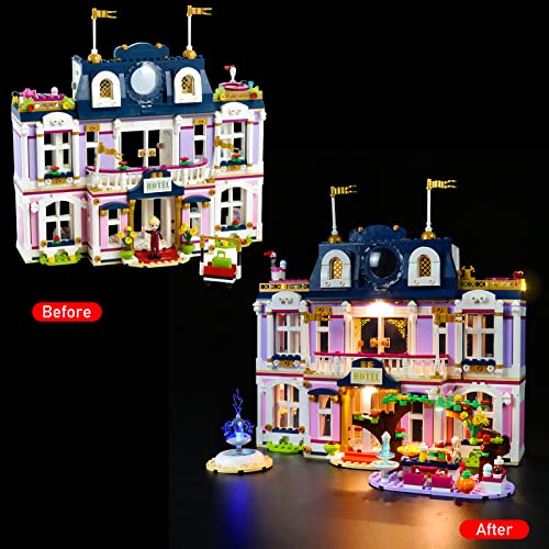 Juego de luces LED para Lego (Heartlake City Grand Hotel). Juego de luces de decoración compatible con el modelo de bloques de construcción Lego 41684 (Nota: el modelo no está incluido)