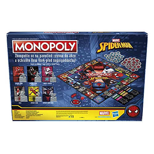 Juego de Mesa Monopoly: Spiderman - Juega como un héroe arácnido - Divertido Juego para niños a Partir de 8 años