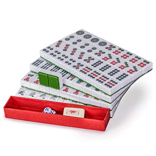 Juego Profesional de Mahjong Chino - Doble Felicidad (Verde) - 146 Fichas de Tamaño Medio