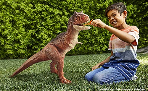 Jurassic World Carnotaurus Super Colosal Dinosaurio articulado 60cm, figura de juguete para niños (Mattel HBY86)