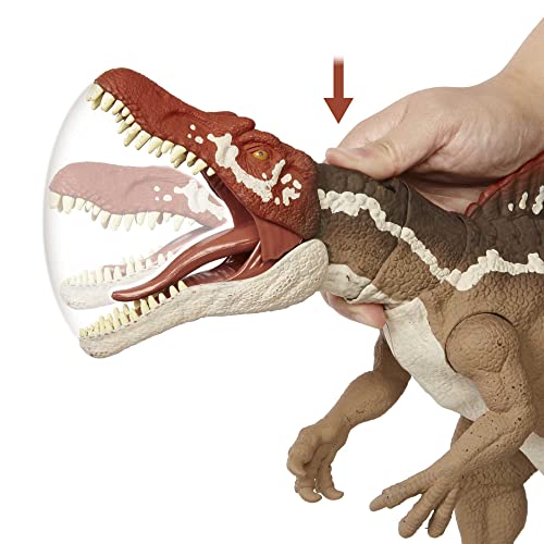 Jurassic World Spinosaurus masticador Dinosaurio articulado, figura de juguete para niños (Mattel HCK57)