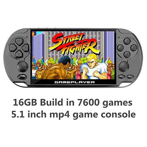 JXD Nueva Consola de Videojuegos Retro de 5.1 Pulgadas y 128bits incorporada en 7600 Juegos para Arcade neogeo/CPS/c/SFC/gba/gbc/GB/smc/Sega mp3/4