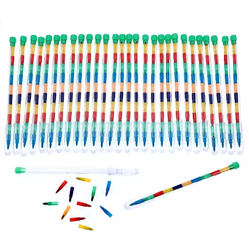 JZK 30 x Multicolor lápices Cera Punta Intercambiable para niños Juguetes pequeños para cumpleaños Detalle Fiesta