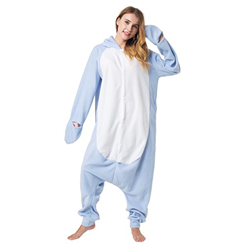 Katara-(10+ Modelos) Kigurumi Pijamas Disfraz de Animal Halloween Carnaval, Adultos, Color tiburón azul claro, Talla 145-155cm (1744) , color/modelo surtido