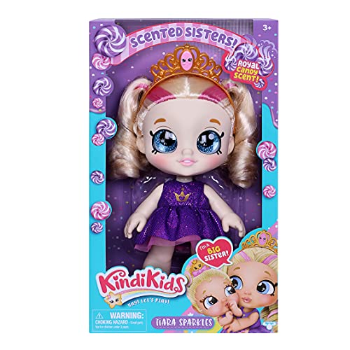 Kindi Kids Tiara Sparkles Royal Candy - Muñeca Oficial de 10 Pulgadas con Cabeza de Bobble y Ojos de Purpurina Grande, Ropa cambiable y Zapatos extraíbles (50122)
