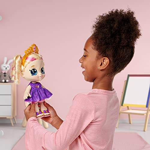 Kindi Kids Tiara Sparkles Royal Candy - Muñeca Oficial de 10 Pulgadas con Cabeza de Bobble y Ojos de Purpurina Grande, Ropa cambiable y Zapatos extraíbles (50122)