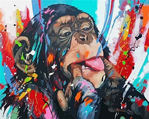 Kits de animales monos pintura al óleo por números para adultos pinturas por números pintura en lienzo regalo DIY decoración del hogar A7 60x75cm