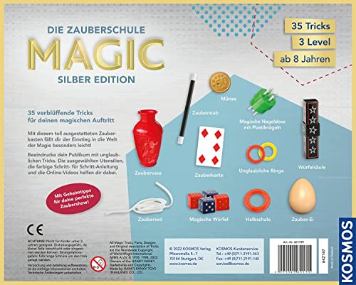 KOSMOS- Die Zauberschule Magic Silber Edition-Figura Decorativa, diseño de la Escuela Caja, Color Plata (601799)