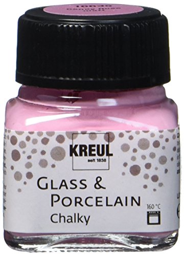 Kreul Glass & Porcelain 16635 Chalky Candy Rose - Pintura para vidrio (20 ml, mate, a base de agua, secado rápido, opaca)