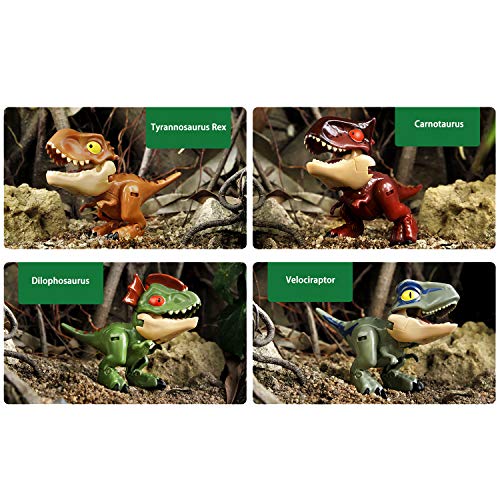 Krisvie Pack de 4 Dinosaurios Juguetes, 2 en 1 Transformers Juguete,Transformable Dinosaurio Robots para 3 4 5 6 7 8 9 Años Niños Niñas