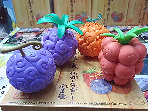 Kurrma One Piece de Fruta del Diablo (2,7 Pulgadas / 7 cm) 4 Piezas de Fruta de Goma/Fruta ardiente/Fruta Oscura/Picar-Picar Fruta PVC en Caja Modelo de Personaje de Dibujos Animados/Estatua f